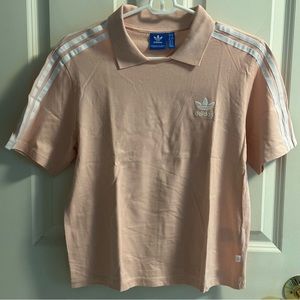 NWOT Adidas Originals Logo Polo Pink T-Shirt Size Small